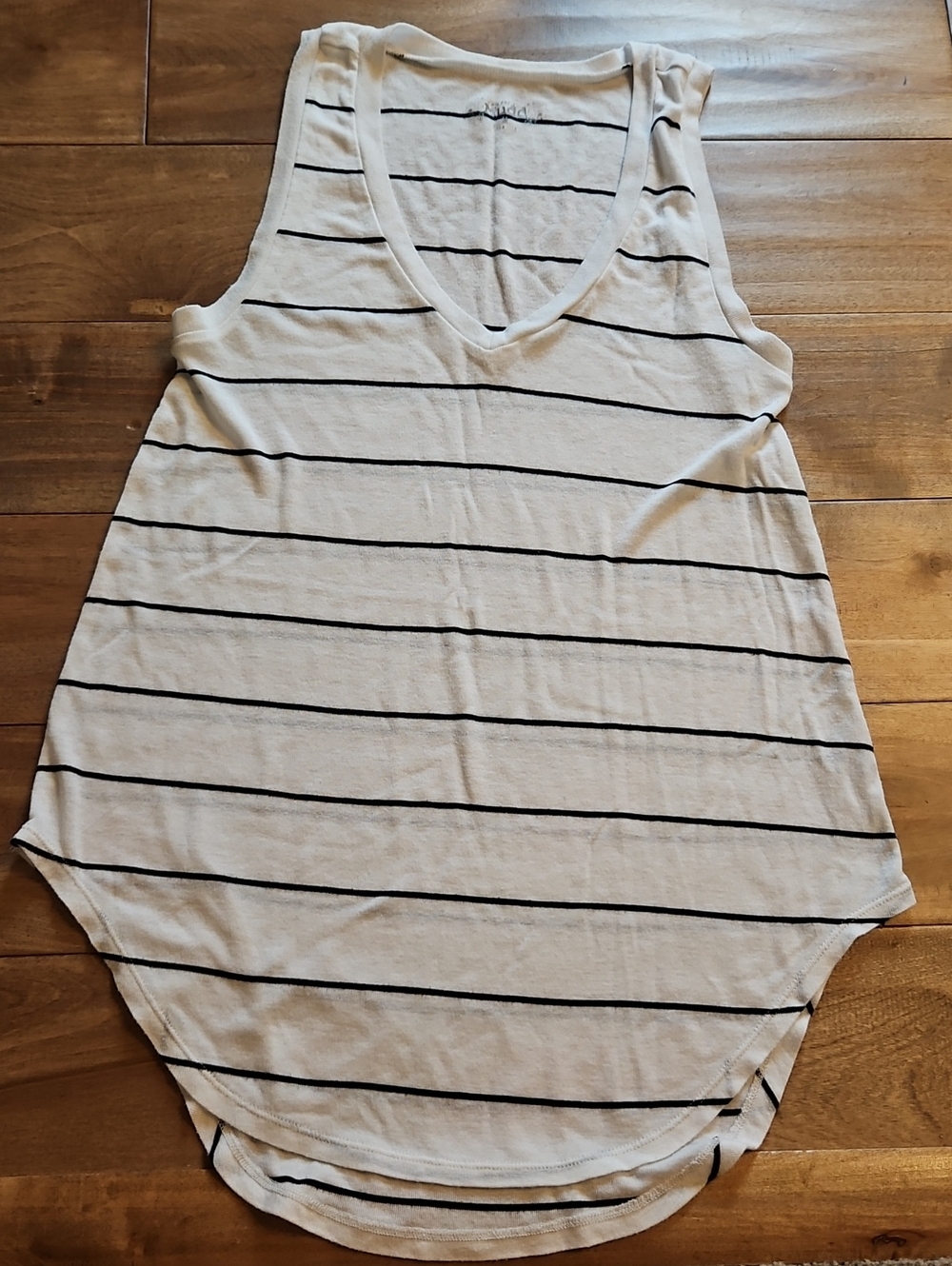 Mudd White and Black Striped V-Neck Tank Top